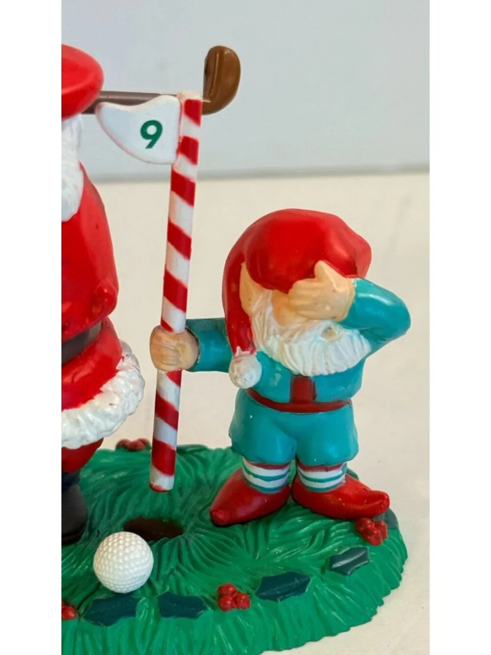 Vintage Christmas Golfing Santa Claus & Elf Caddie 1992 Ornament